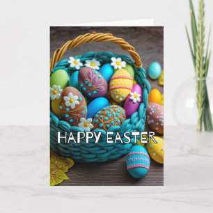 Colourful Creative Happy Easter Basket Holiday Card