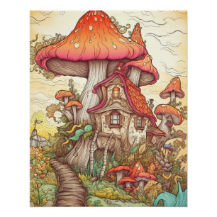 Colourful Creative Mushroom Dwelling Art Poster