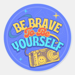 Colourful Creative Retro Minimalist Fashion Quotes Classic Round Sticker