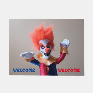 Colourful Creepy Scary Clown Doormat