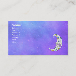 Colourful Crescent Moon Face Abstract Shapes Purpl Business Card