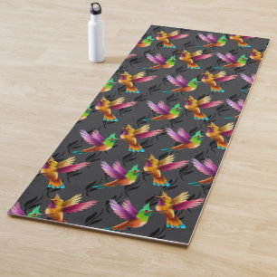 Colourful Crested Hummingbirds in Flight Yoga Mat