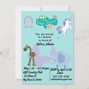 Colourful Critters Baby Shower Celebration Invitation