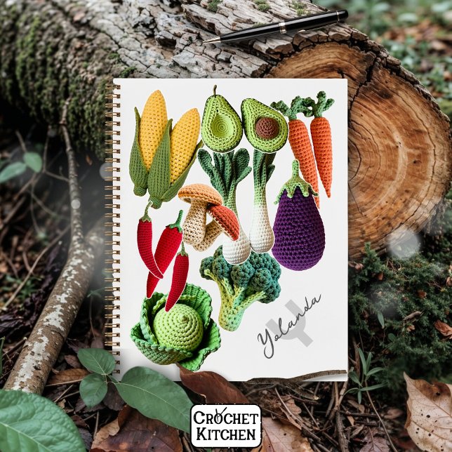 Colourful Crochet Vegetable Mushroom Collage Name Notebook (Creator Uploaded)
