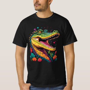 Colourful Crocodile Portrait T-Shirt