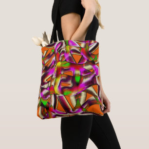 Colourful crooked cutouts pink and notched scratch tote bag