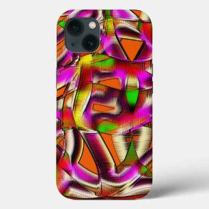 Colourful crooked cutouts with pink and carved iPhone 13 case