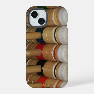 Colourful Croquet Mallets in a Row iPhone 15 Case