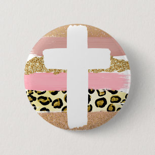 Colourful cross 6 cm round badge