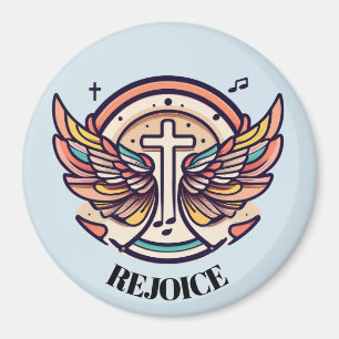 Colourful Cross Agnel Wings Rejoice Magnet