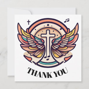 Colourful Cross Agnel Wings Rejoice  Thank You Card