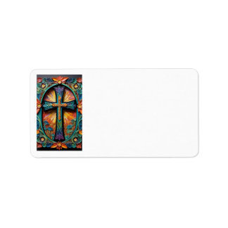 Colourful Cross Motif Address Labels
