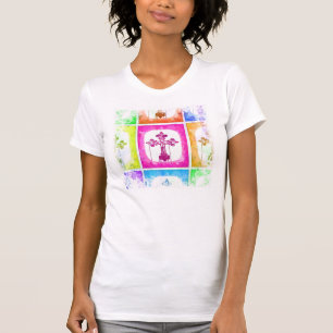 Colourful Crosses Christian Pop Art Collage T-Shirt