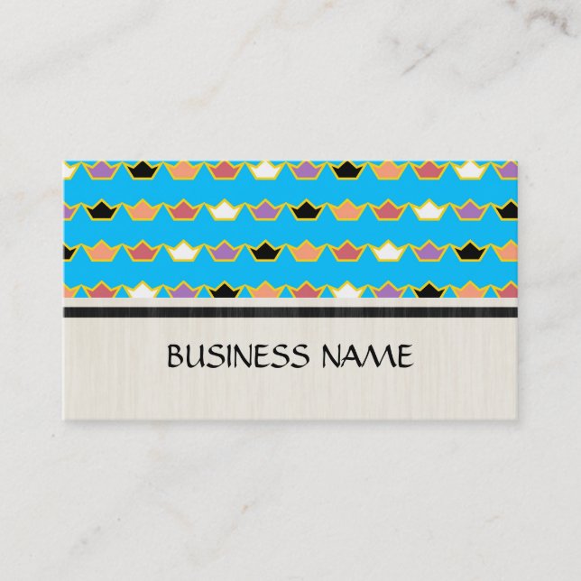 Colourful Crown Modern Geometric Pattern Business Card (Front)