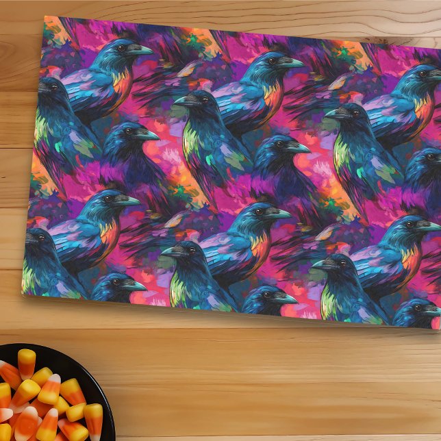 Colourful Crown Raven Print Tissue Paper (Creator Uploaded)