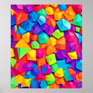 Colourful Crystal Shapes Art Poster