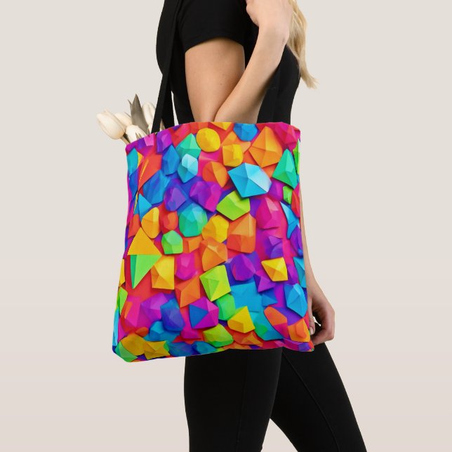 Colourful Crystal Shapes Art Tote Bag (Close Up)