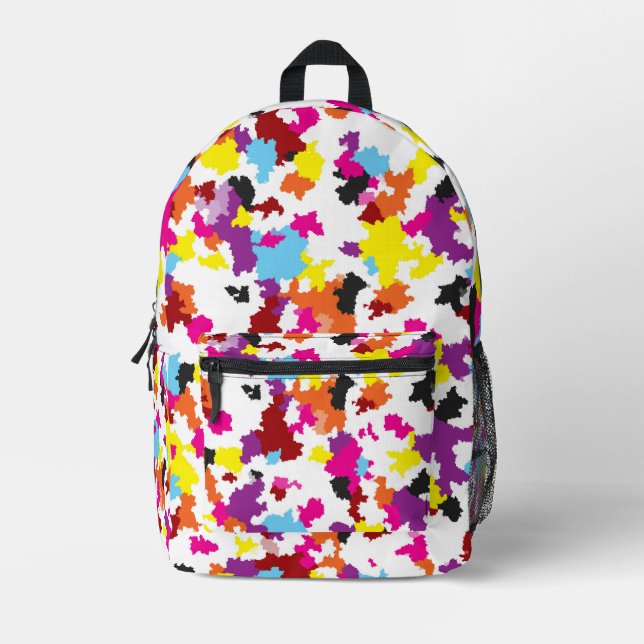 Colourful Crystalline Irregular Abstract Pattern  Printed Backpack (Front)