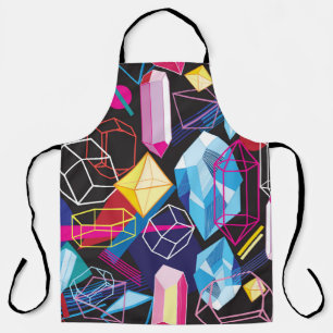 Colourful crystals, dark abstract background apron