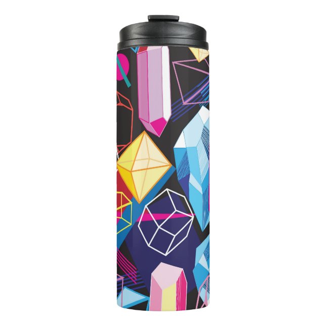 Colourful crystals, dark abstract background thermal tumbler (Front)