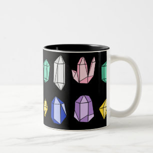 Colourful Crystals Pattern Black Two-Tone Coffee Mug