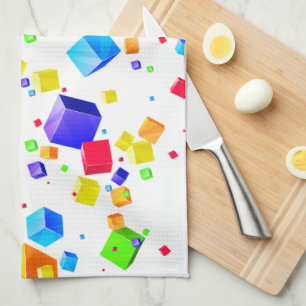 Colourful Cubes 1 Tea Towel