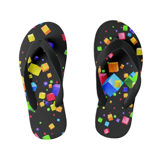 Colourful Cubes 2 Kid's Thongs (Footbed)