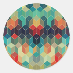 Colourful Cubes Geometric Pattern 2 Classic Round Sticker