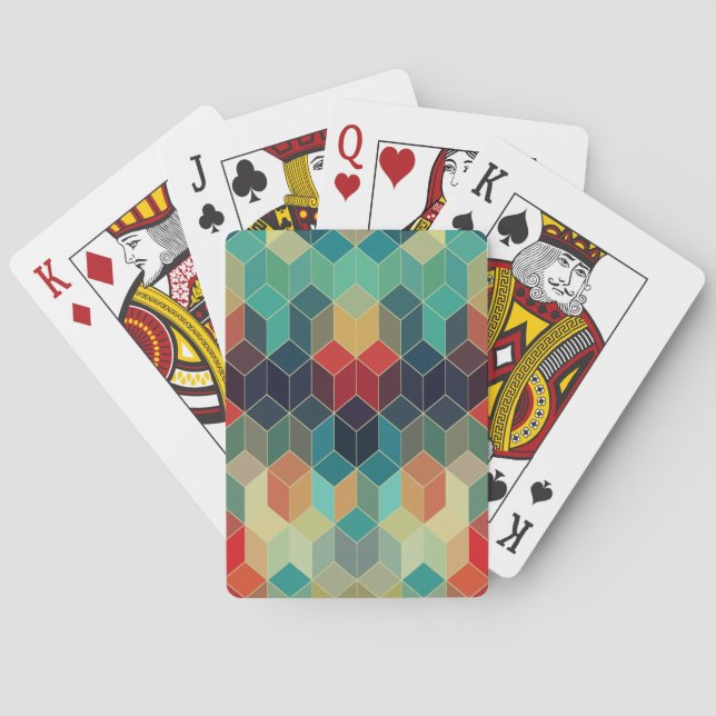 Colourful Cubes Geometric Pattern 2 Playing Cards (Back)