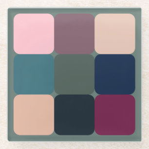 Colourful Cubes Glass Coaster