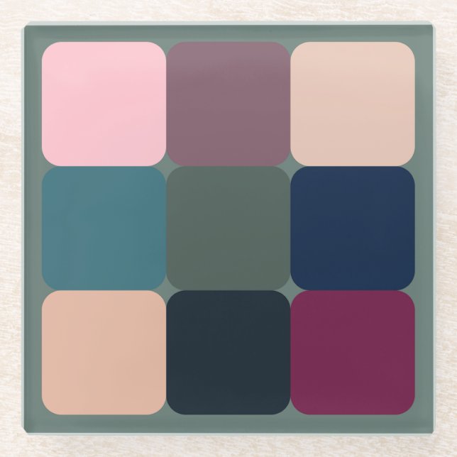 Colourful Cubes Glass Coaster (Front)