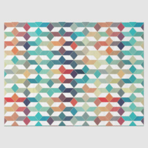 Colourful Cubes Modern Geometric Pattern Tissue Paper