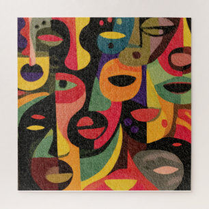 Colourful Cubism Abstract Faces Puzzle