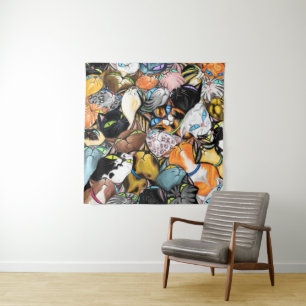 Colourful Cuddling Cats Tapestry - Painting