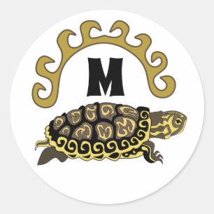 Colourful Cumberland Slider Turtle Monogram Classic Round Sticker