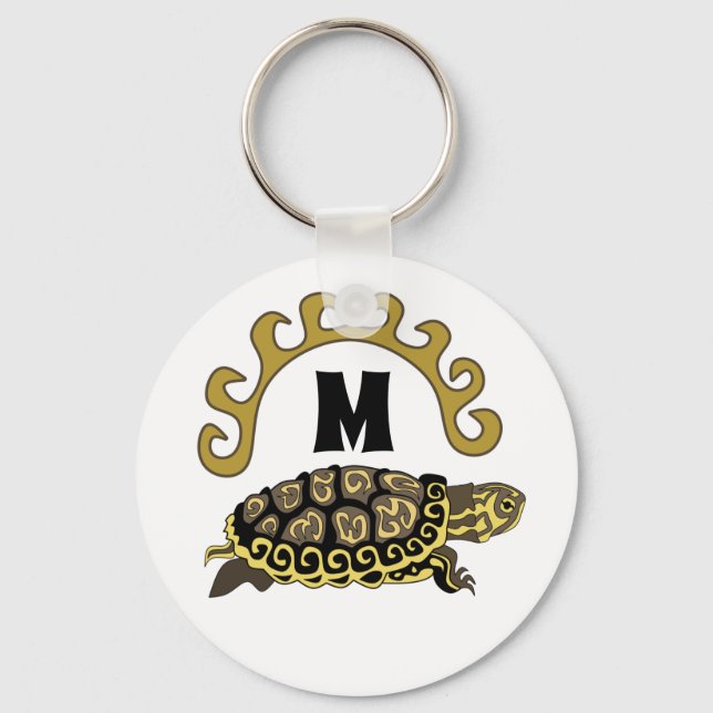Colourful Cumberland Slider Turtle Monogram Key Ring (Front)
