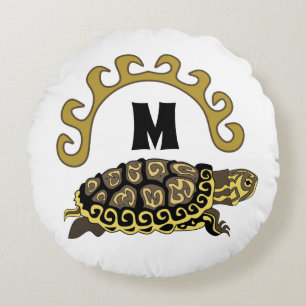 Colourful Cumberland Slider Turtle Monogram Round Cushion