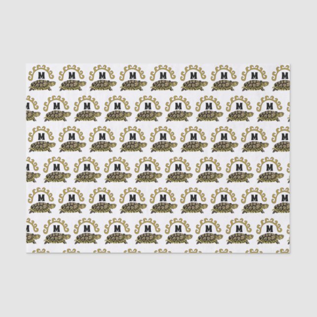 Colourful Cumberland Slider Turtle Monogram Tissue Paper (Front)