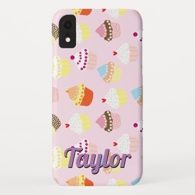 Colourful Cupcake Background Custom Name Case-Mate iPhone Case (Back)