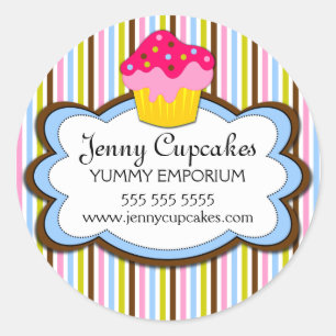 Colourful Cupcake Bakery Box Seals