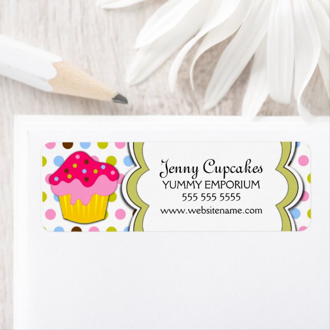 Colourful Cupcake Bakery Return Address Label (Insitu)