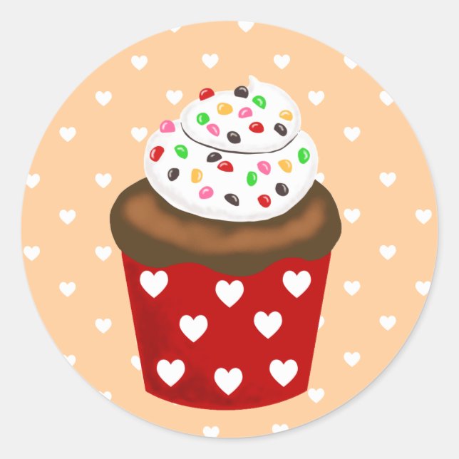 Colourful Cupcake Classic Round Sticker (Front)