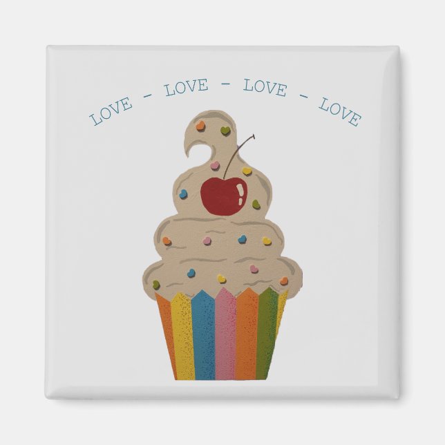 Colourful Cupcake Love Magnet (Front)