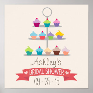Colourful Cupcake Tree Bridal Shower Poster