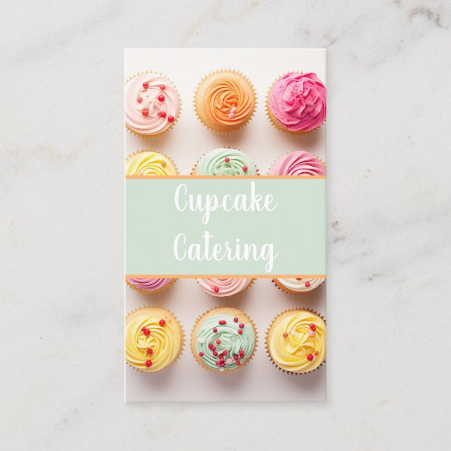 colourful cupcakes bakery individual name  business card (Front)