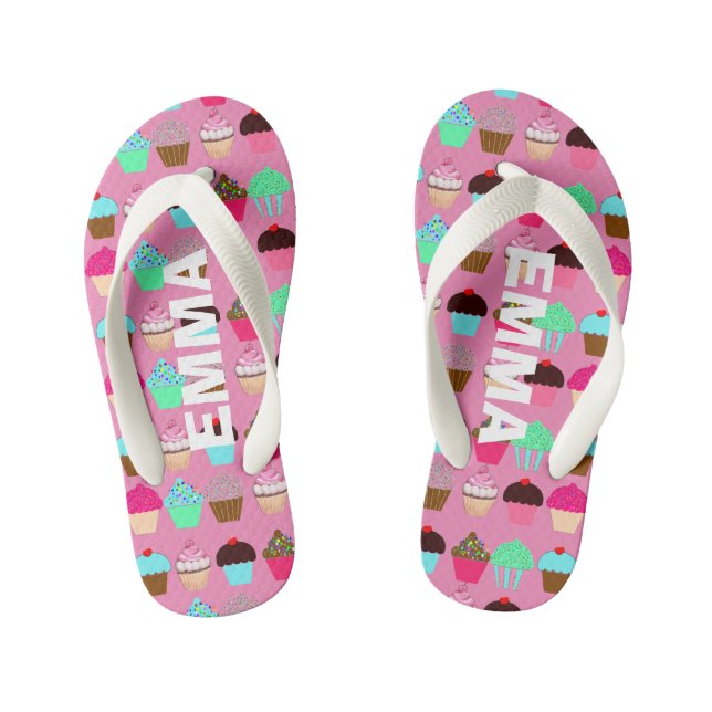 Colourful Cupcakes - Customisable Colours Kid's Thongs (Footbed)
