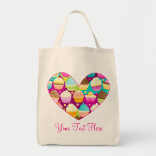 Colourful Cupcakes Heart Tote Bag