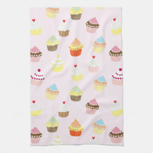 Colourful Cupcakes Pattern Tea Towel