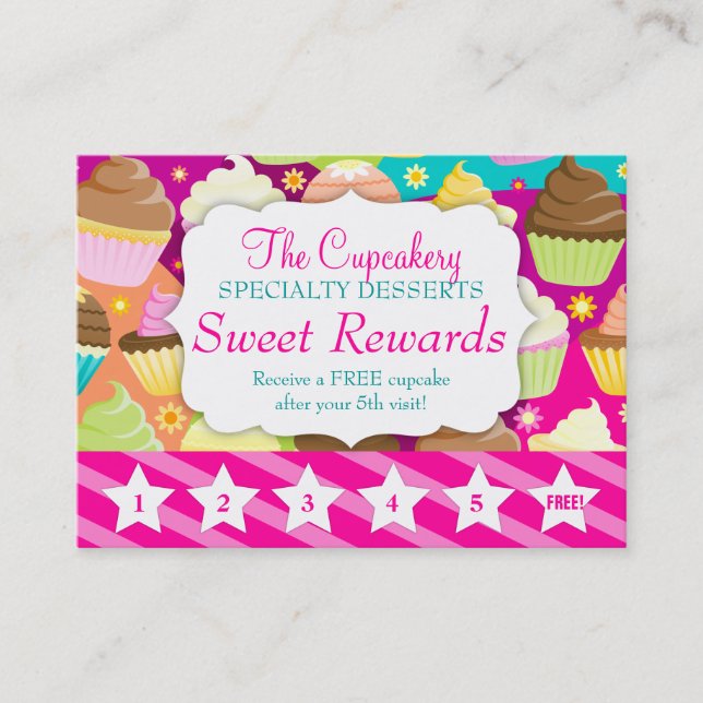 Colourful Cupcakes Rewards Promo Loyalty Card (Front)