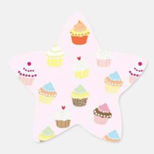 Colourful Cupcakes Star Sticker